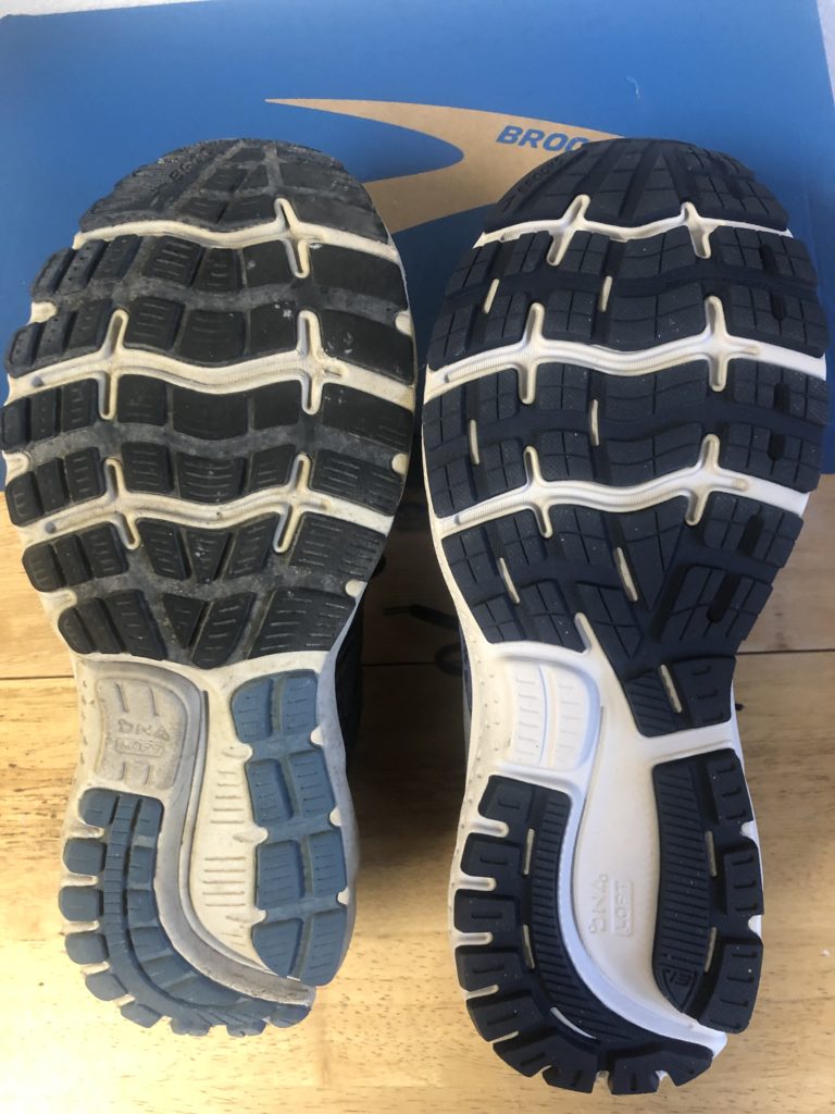 Old shoes versus new shoes sole