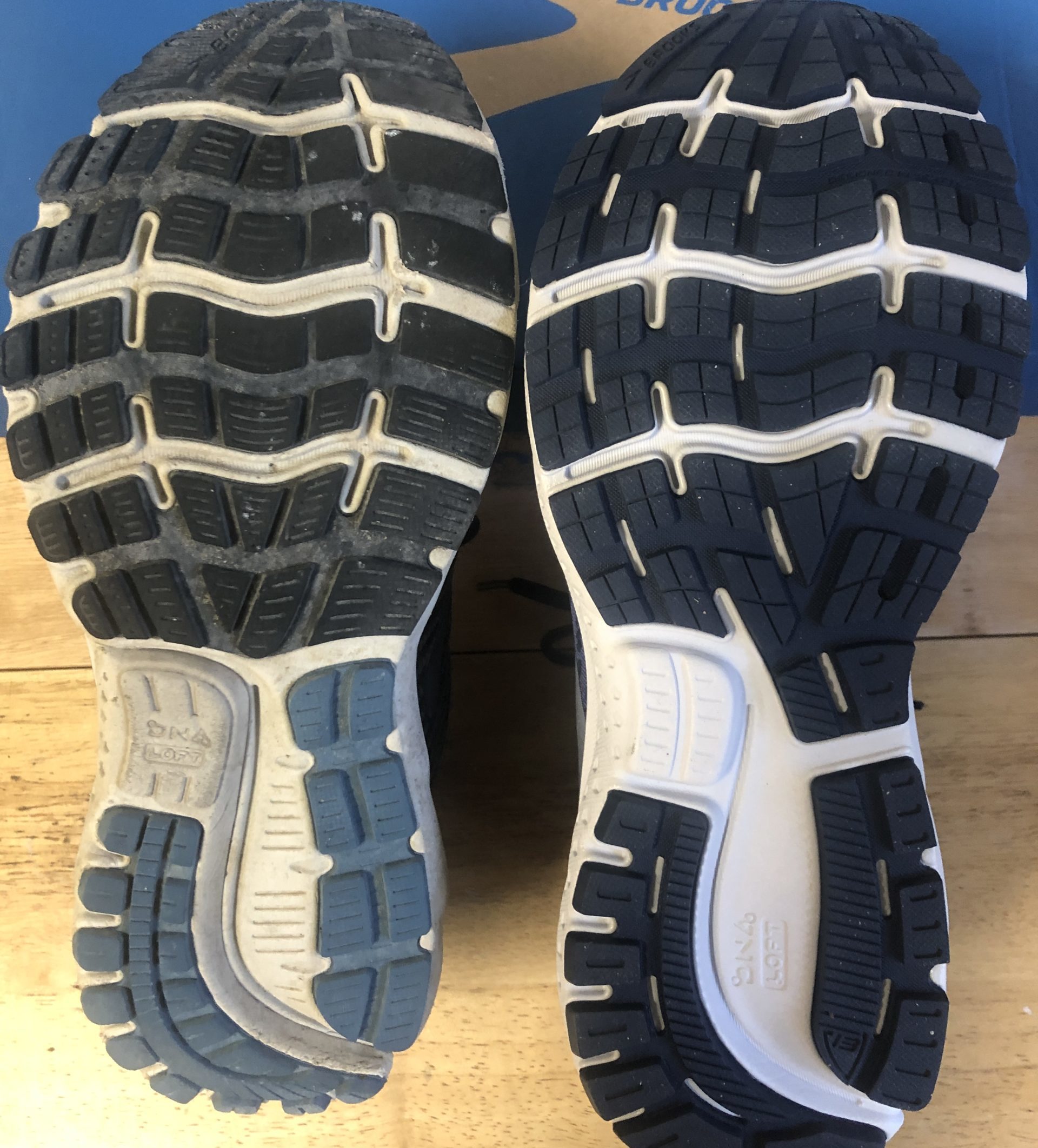 Old shoes versus new shoes sole