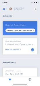 Forward review Covid screening home screen