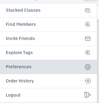 Peloton menu for changing user name