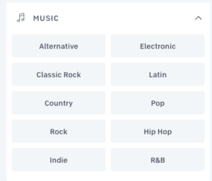 peloton music filters for choosing a class