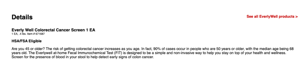 everlywell colon test product description