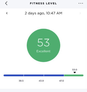 health mate fitness level rating 53 to compare to strava