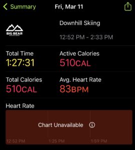 big bear ski trail tracking and apple health kit summary