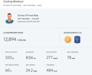 peloton ftp test results page