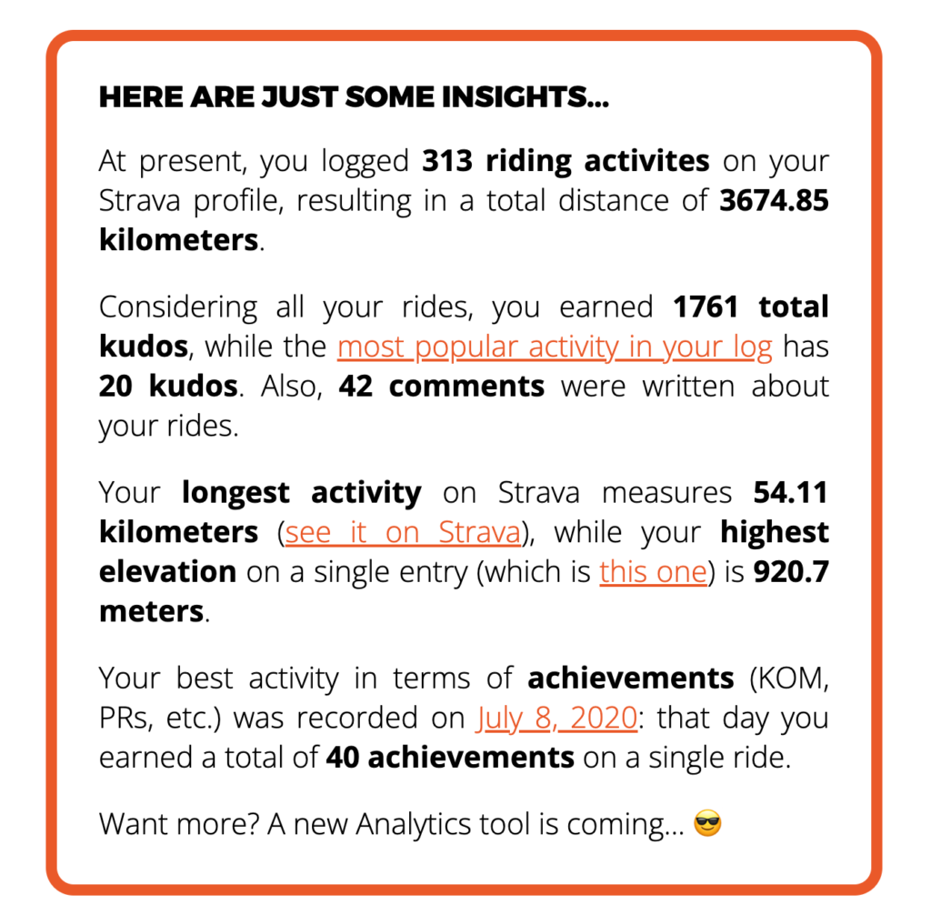toolbox for strava user summary