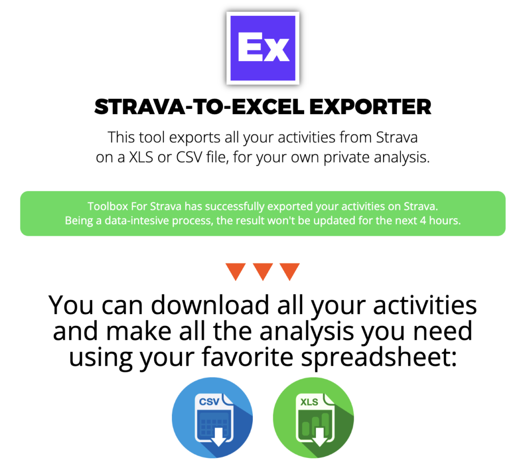 export strava cycling data using toolbox