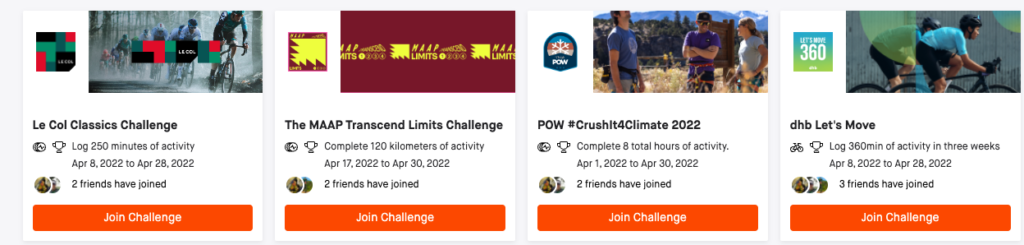 strava challenges options