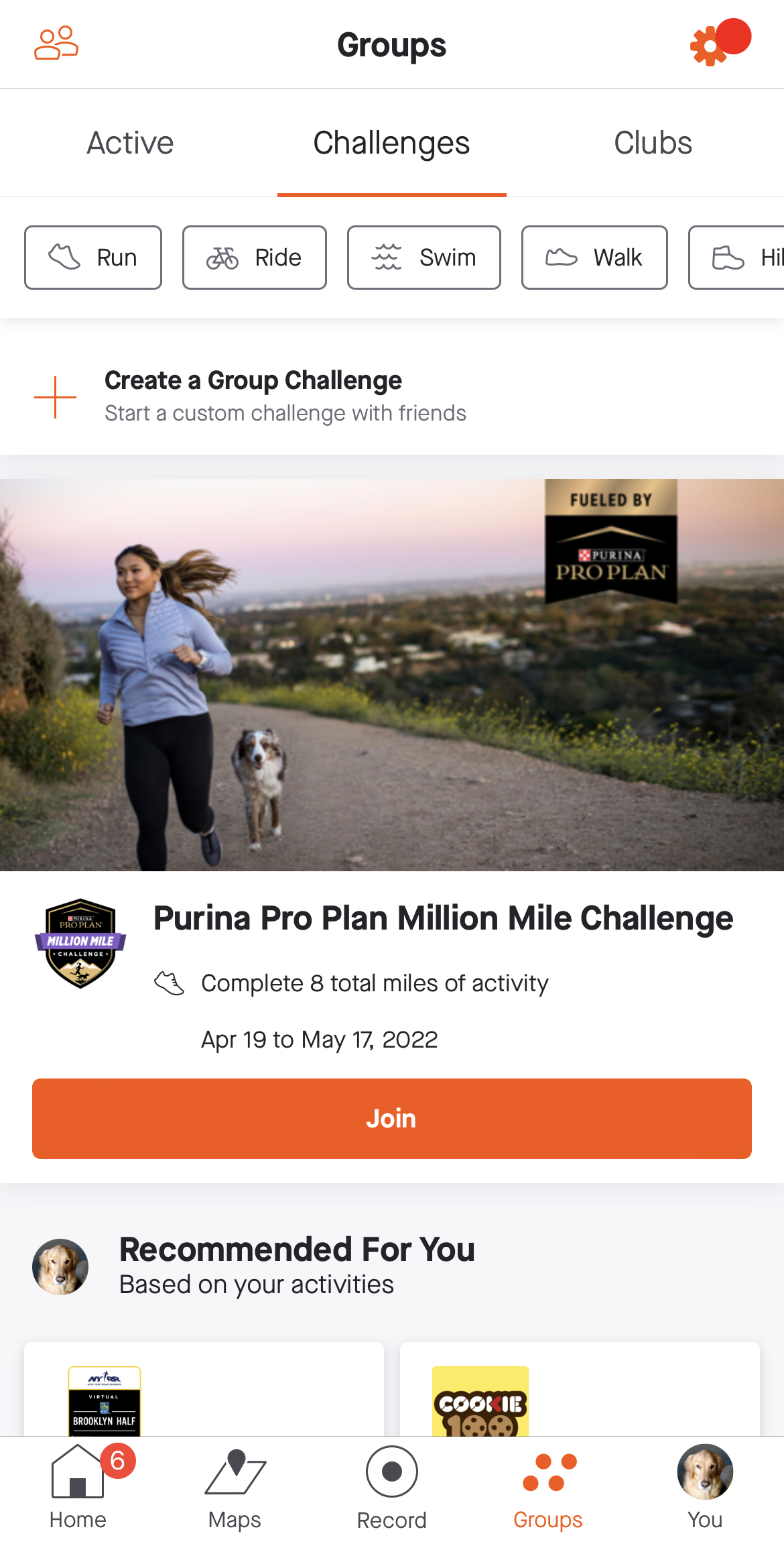 strava group challenge setup