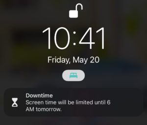 Apple Sleep and downtime reminder screen