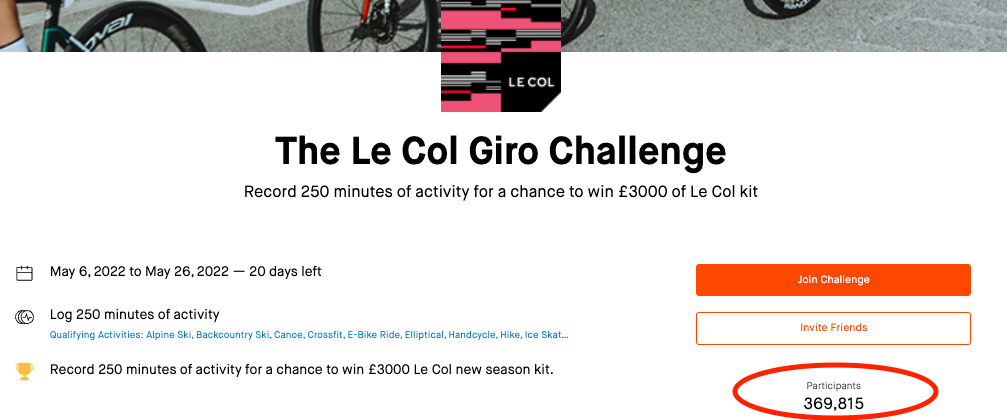 strava challenge participants