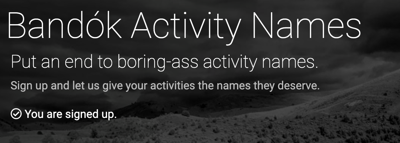 Bandók Activity naming for strava