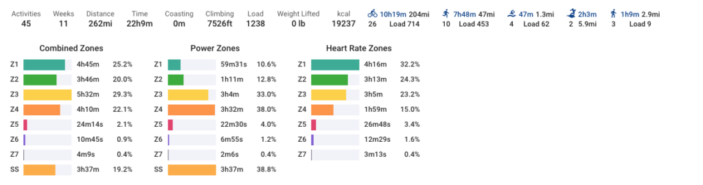 heart rate zone total chart