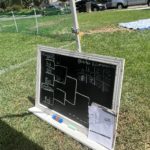 Chalkboard scoreboard for wiffle ball tournament