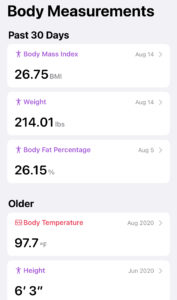 body weight logging in apple health kit