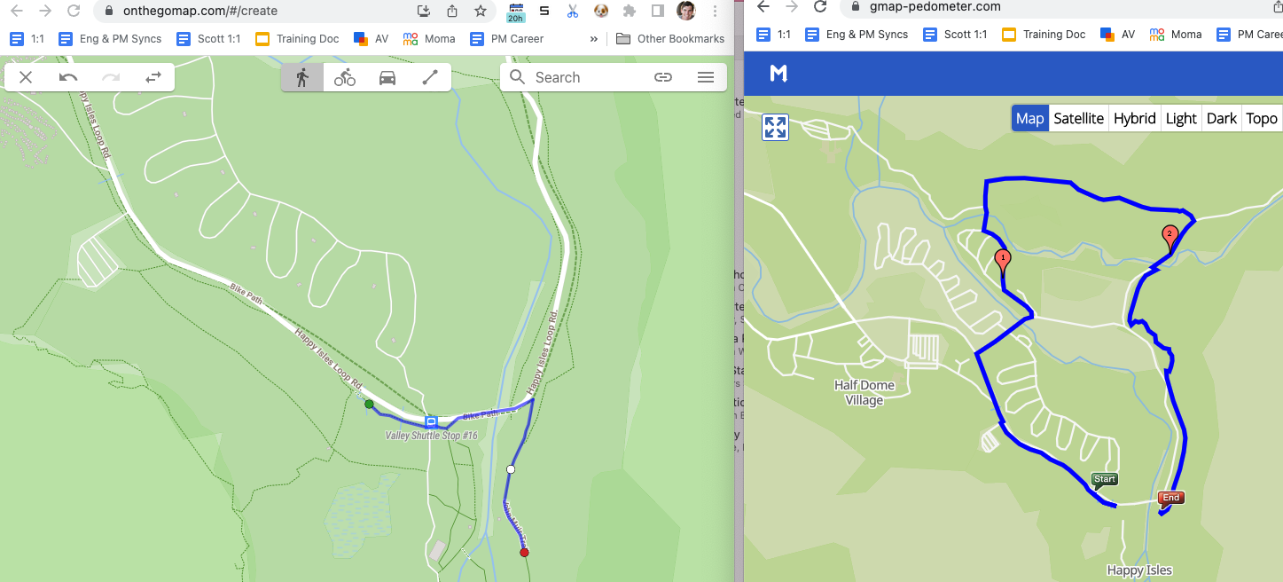 OnTheGoMap and Gmaps Pedometer having trouble connecting a route