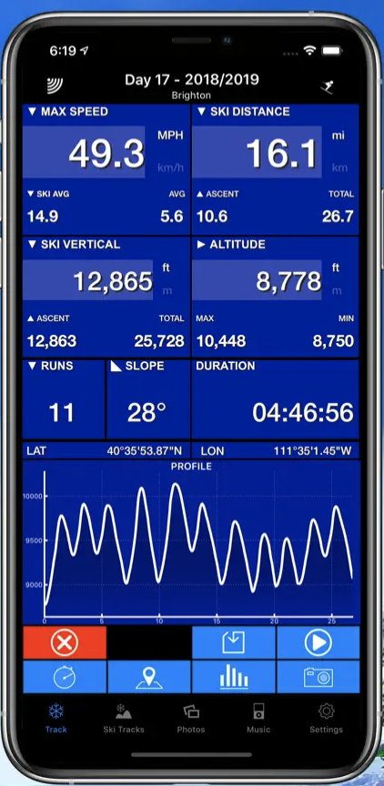 find max speed while skiing with ski tracks