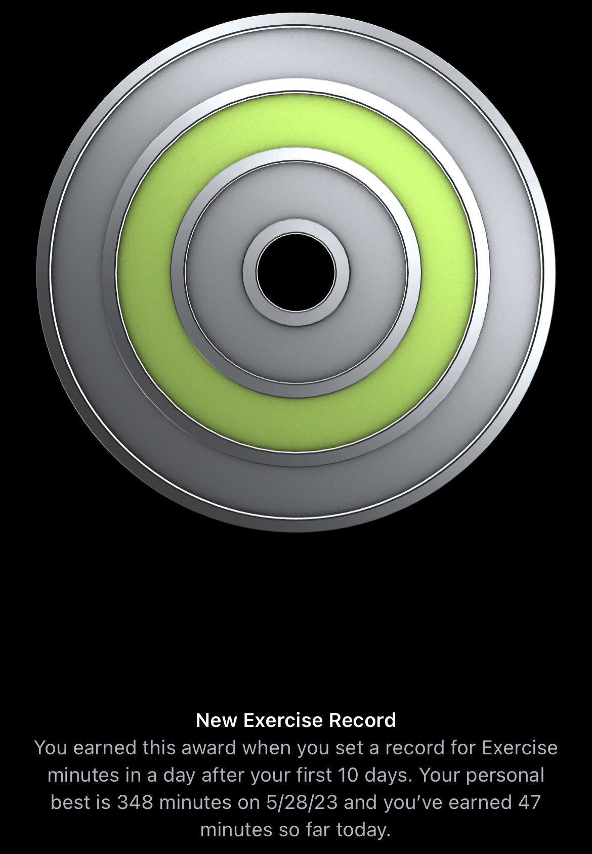 Apple Watch exercise goal maximum badge